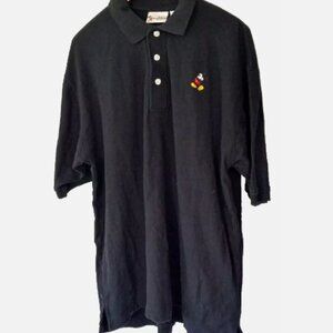 Disney World Men's Polo Shirt XL Black Embroidered Mickey Mouse Short Sleeve